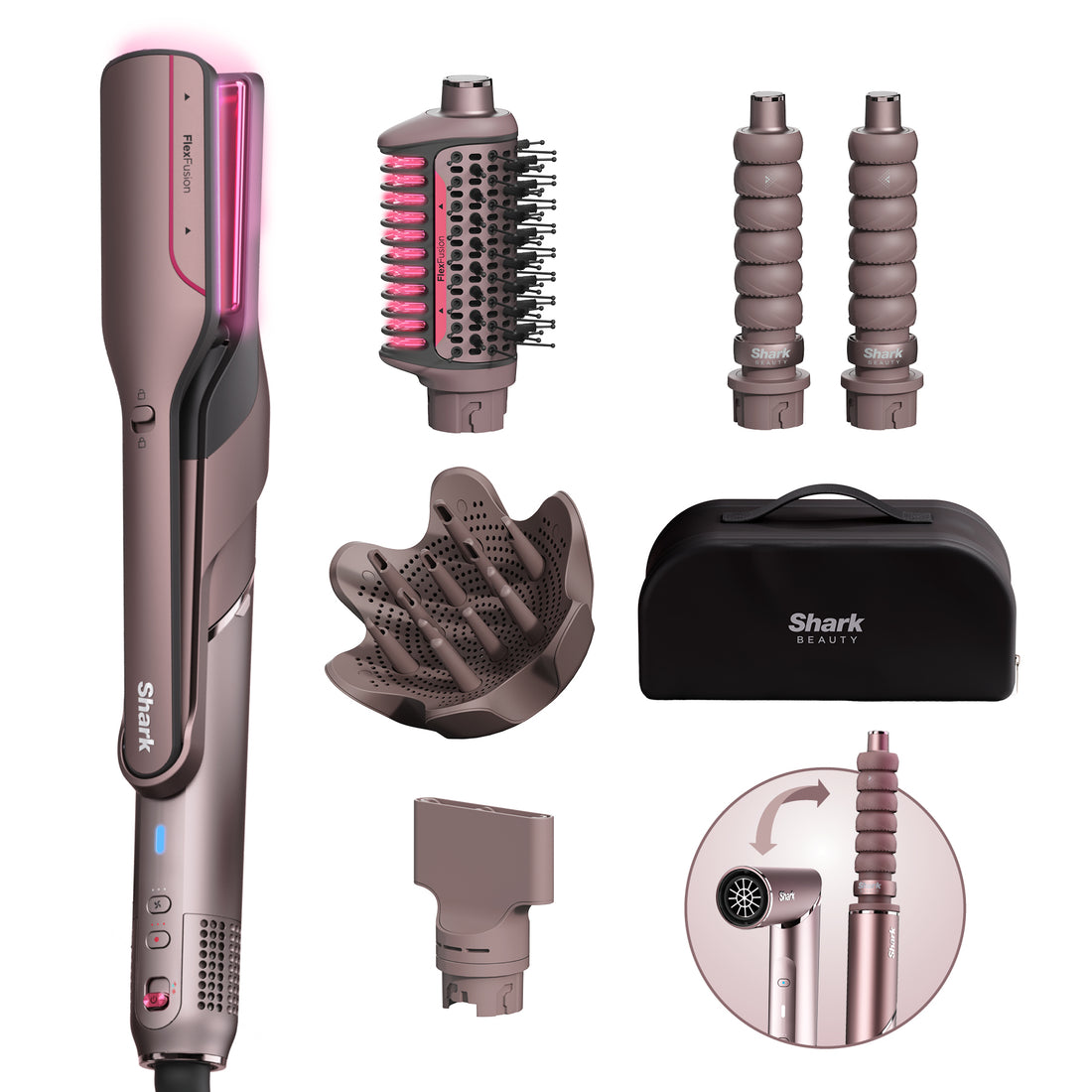 Shark FlexFusion Straight 5-in-1 Air Styler & Dryer & Ceramic Straightener with Case