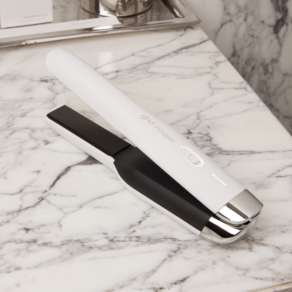 ghd unplugged straightener in matte white